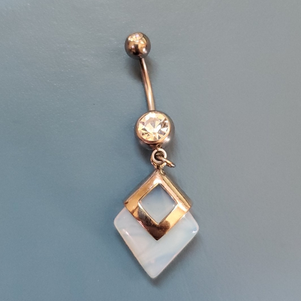 Moonstone bellybutton ring